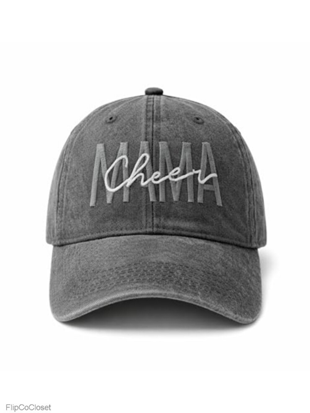 Mama Cheer Floral Embroidered Baseball Cap - Vintage Washed Cotton Dad Hat